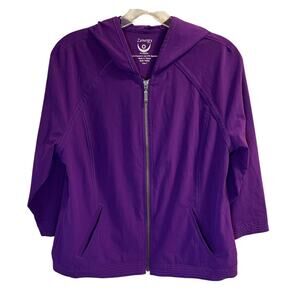 Zenergy by Chico Full Zip Hoodie Jacket Qtr Sleeve Purple, size 1 Medium